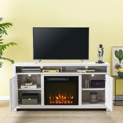 Electric Fireplace TV Stand For TVs Up To 70" White - Home Essentials - Image 3