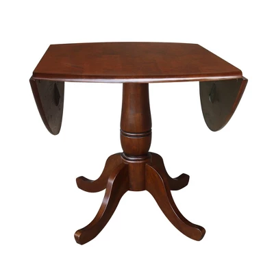 29.5" Lyla Round Dual Drop Leaf Pedestal Extendable Dining Table Espresso Brown - International Concepts - Image 4