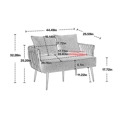 Modern Accent Metal Frame Tufted Sofa With Arms - ModernLuxe - Image 2