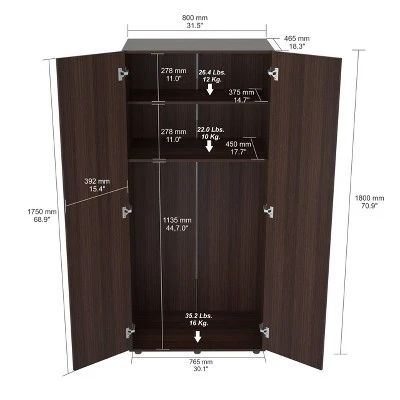 2 Door Wardrobe/Armoire Espresso - Inval - Image 4