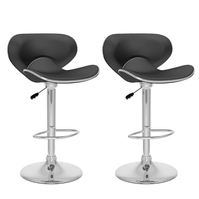 Set Of 2 Adjustable Curved Form Fitting Leatherette Barstool - Corliving - Image 7