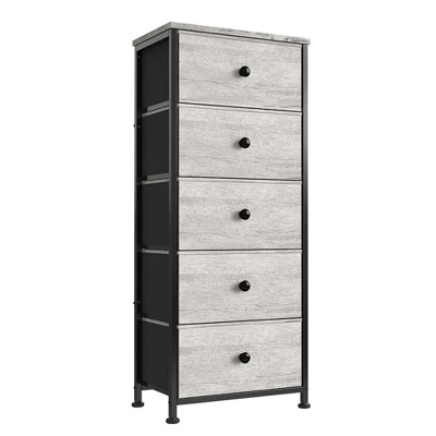 REAHOME 5 Drawer Vertical Steel Frame Storage Organizer Narrow Tower Dresser With MDF Top, Adjustable Feet, And Wall Safety Attachment - Image 6