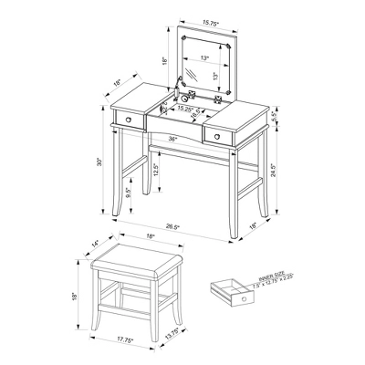 Jackson Vanity Set Cream - Linon - Image 18