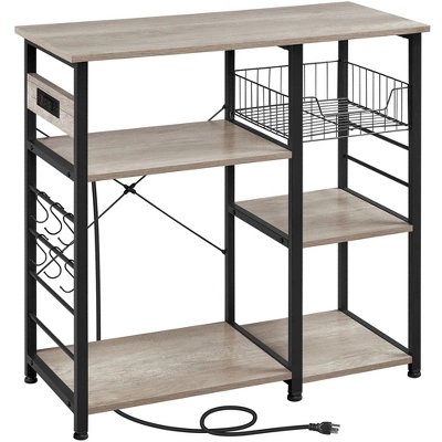 Yaheetech Vintage Kitchen Island Baker's Rack With Power Outlet Utility Microwave Stand - Image 6