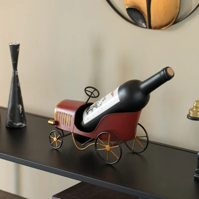 Vintiquewise Metal Figurine Car Shaped Vintage Wine Single Bottle Holder Stand Rack - Image 4