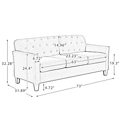 Hilda 73"Wide Living Room Sofa With Flared Arms | ARTFUL LIVING DESIGN - Image 9