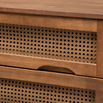 Barrett Wood And Synthetic Rattan 4 Drawer Chest Walnut Brown - Baxton Studio - Image 4