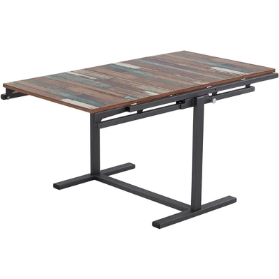 55 Downing Street Distressed Walnut Convertible Bookshelf Dining Table - Image 7