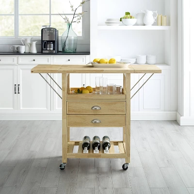 Bristol Double Drop Leaf Kitchen Cart Natural - Crosley - Image 9