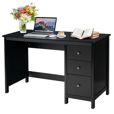 Tangkula Computer Desk Writing Table W/3 Drawers Workstation For Home Office White/Black - Image 10