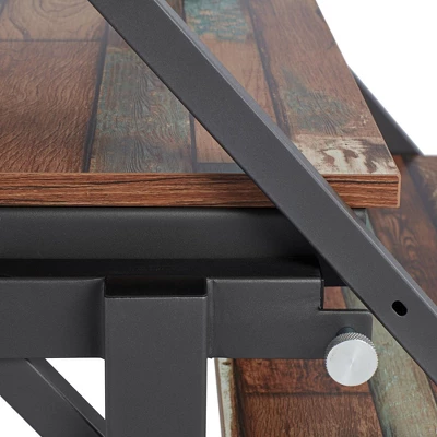 55 Downing Street Distressed Walnut Convertible Bookshelf Dining Table - Image 3