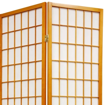 6 Ft. Tall Window Pane Shoji Screen - Honey (4 Panels) - Image 2