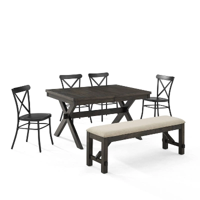 6pc Hayden Extendable Dining Set With Camille Chairs Matte Black/Slate - Crosley - Image 9