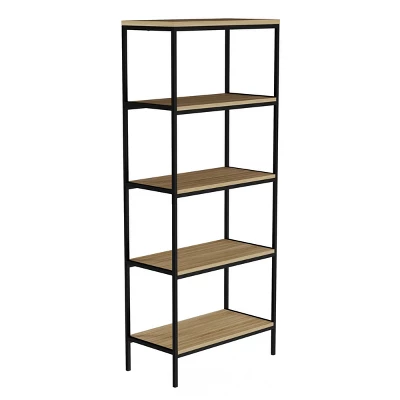 Hastings Home 5-Tier Open Bookshelf β Industrial Bookcase With Steel Frame, Black - Image 5
