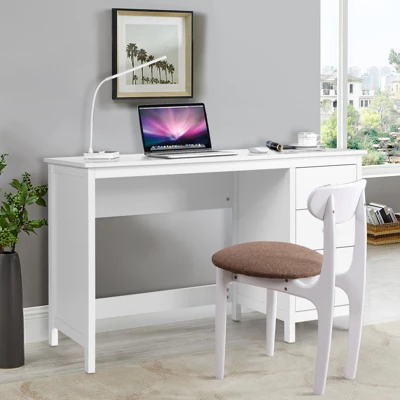 Tangkula Computer Desk Writing Table W/3 Drawers Workstation For Home Office White/Black