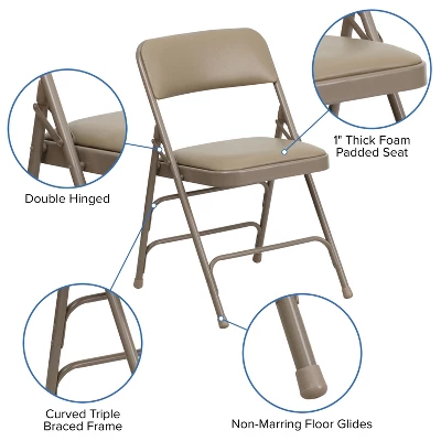 Emma And Oliver 2 Pack Home & Office Portable Party Events Padded Metal Folding Chair - Image 3
