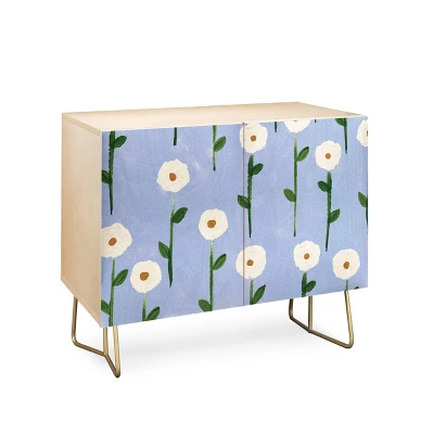 Reves Et Histoires Cute Little Flowers Gold Legged Credenza - Deny Designs