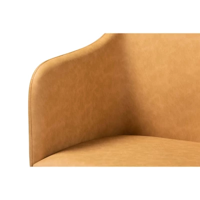 2pc Eris Tan Leather Upholstered And Metal Dining Chairs Black/Tan - Baxton Studio - Image 3