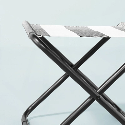 Foldable Outdoor Ottoman - Black/White Stripes - Hearth & Hand™ With Magnolia - Image 3