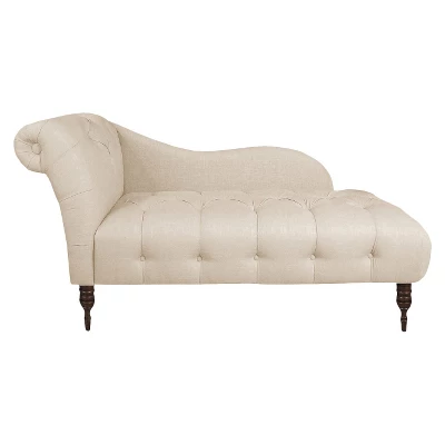 Eden Diamond Tufted Chaise In Linen - Skyline Furniture - Image 3