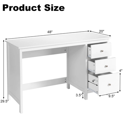 Tangkula Computer Desk Writing Table W/3 Drawers Workstation For Home Office White/Black - Image 3