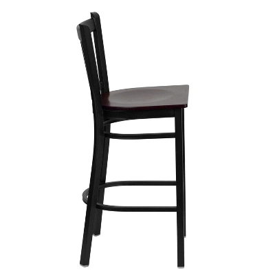 Emma And Oliver 2 Pack Vertical Back Metal Restaurant Barstool - Image 3