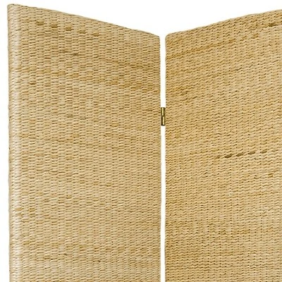 6 Ft. Tall Rush Grass Woven Room Divider - Natural (4 Panels)
