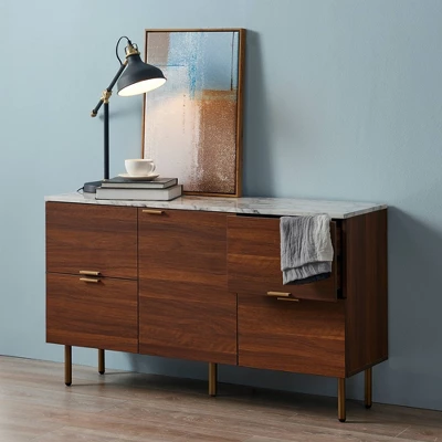Ashton Sideboard With Faux Marble Top Walnut - Teamson Home - Image 7