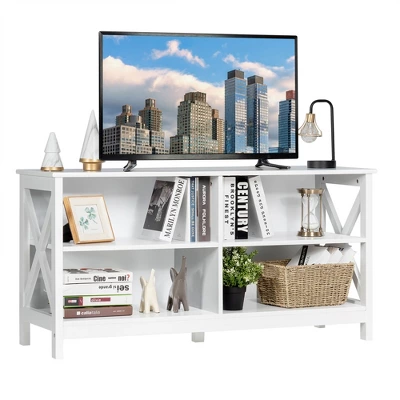 Costway TV Stand Entertainment Media Center For TV's Up To 55'' W/ Storage Shelves Brown/Gray/White - Image 12