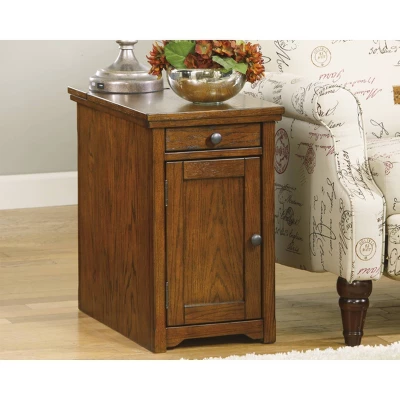 Laflorn Chairside End Side Table With USB Ports And Outlets Brown - Signature Design By Ashley