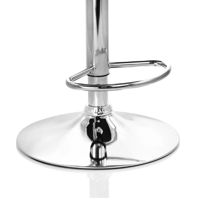 Elama Faux Leather Tufted Bar Stool In Black With Chrome Base And Adjustable Height - Image 6