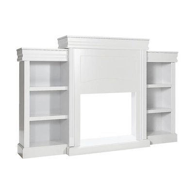 Costway 70'' Fireplace TV Stand Modern Media Entertainment Center Bookcase WhiteBlack - Image 8