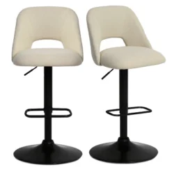 24"-32" Edwin Adj Upholstered Swivel Adjustable Height Barstools (Set Of 2) -The Pop Maison