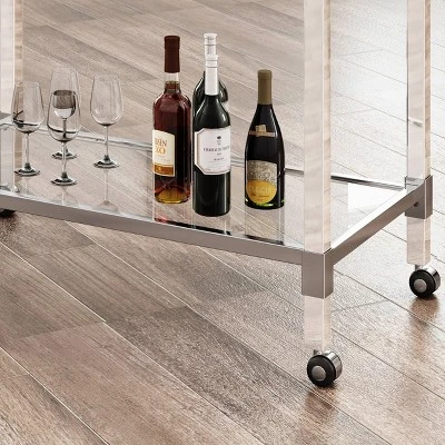 Mirren Modern Glass Bar Trolley Clear - Christopher Knight Home - Image 4