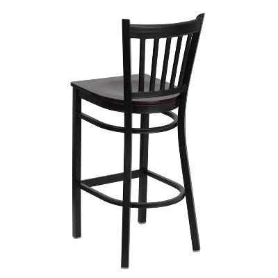 Emma And Oliver 2 Pack Vertical Back Metal Restaurant Barstool - Image 2