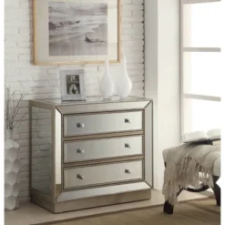 Grable Glam 3 Drawer Mirrored Chest Champagne - Treasure Trove Accents