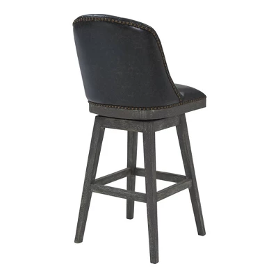 30" Journey Faux Leather Wood Swivel Barstool Gray Onyx - Armen Living - Image 2