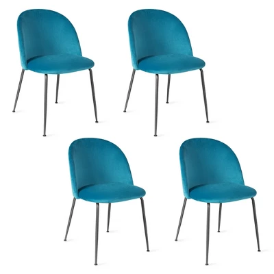 Tangkula Dining Chair Set Of 4 Upholstered Velvet Chair Set W/ Metal Base For Living Room - Image 10