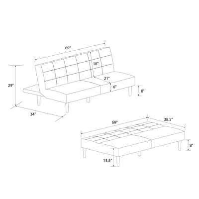 Bowie Upholstered Futon - Room & Joy - Image 11