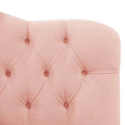 Twin Tufted Headboard In Velvet Blush Pink - Skyline Furniture - Image 3