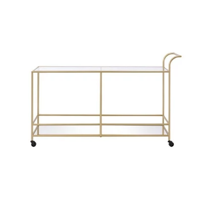 61" Kenda Clear Glass Serving Cart Mirrored/Gold - Acme Furniture