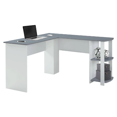 Modern L Shaped Desk With Side Shelves Gray - Techni Mobili - Image 3