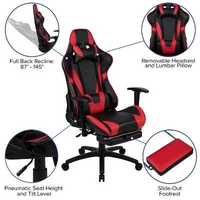 Flash Furniture Gaming Desk And Footrest Reclining Gaming Chair Set With Cup Holder And Headphone Hook - Image 3