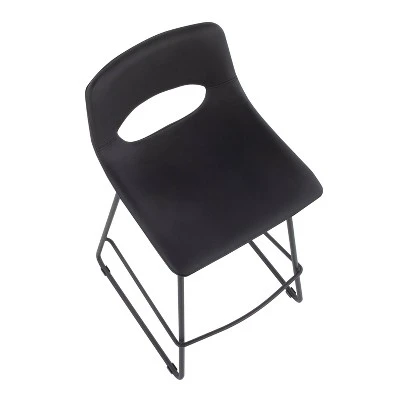 Set Of 2 Robbi Steel/Faux Leather Counter Height Barstools - LumiSource - Image 6