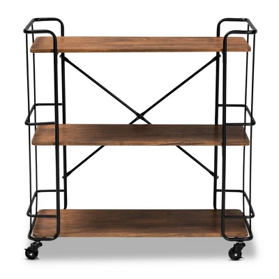 Neal Metal And Wood Kitchen Serving Cart Walnut/Black - Baxton Studio