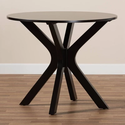 35" Kenji Wide Round Wood Dining Table - Baxton Studio - Image 5