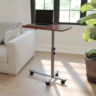Angle And Height Adjustable Mobile Laptop Computer Table Cherry Top - Flash Furniture - Image 4