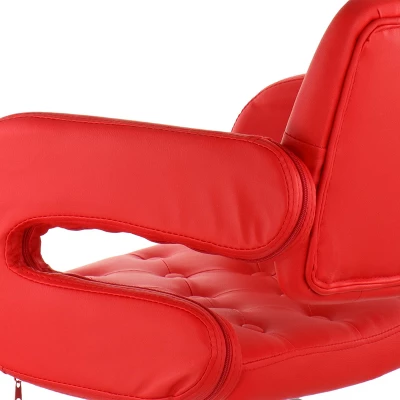 Elama Faux Leather Tufted Bar Stool In Black With Chrome Base And Adjustable Height - Image 7