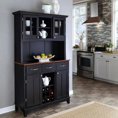 Buffet With 2 Door Hutch Wood/Black/Cherry - Home Styles - Image 2
