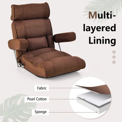 Costway Adjustable Lazy Sofa With Stepless Adjustable Back & 6-position Head/Lumbar/Seat Brown/Gray/Blue - Image 5